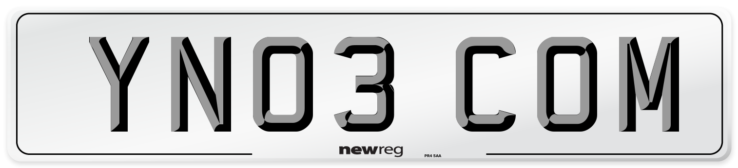 YN03 COM Number Plate from New Reg
